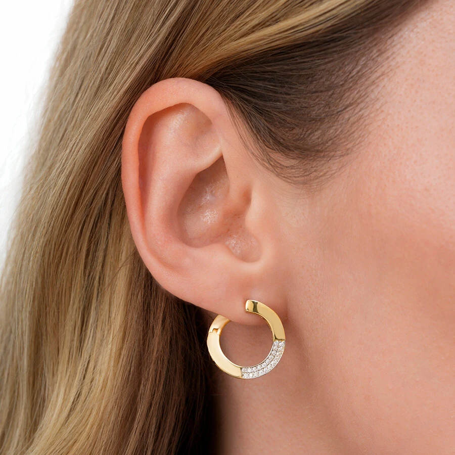 Gold Round Stone Earrings
