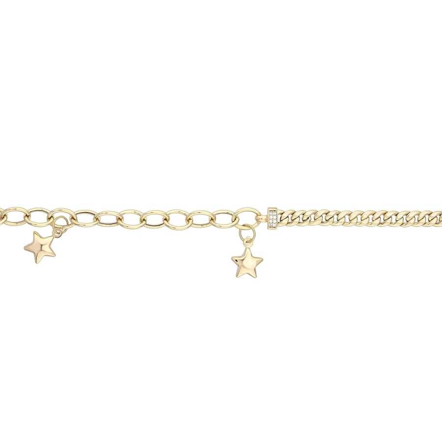 Gold Two Stars Chain Bracelet