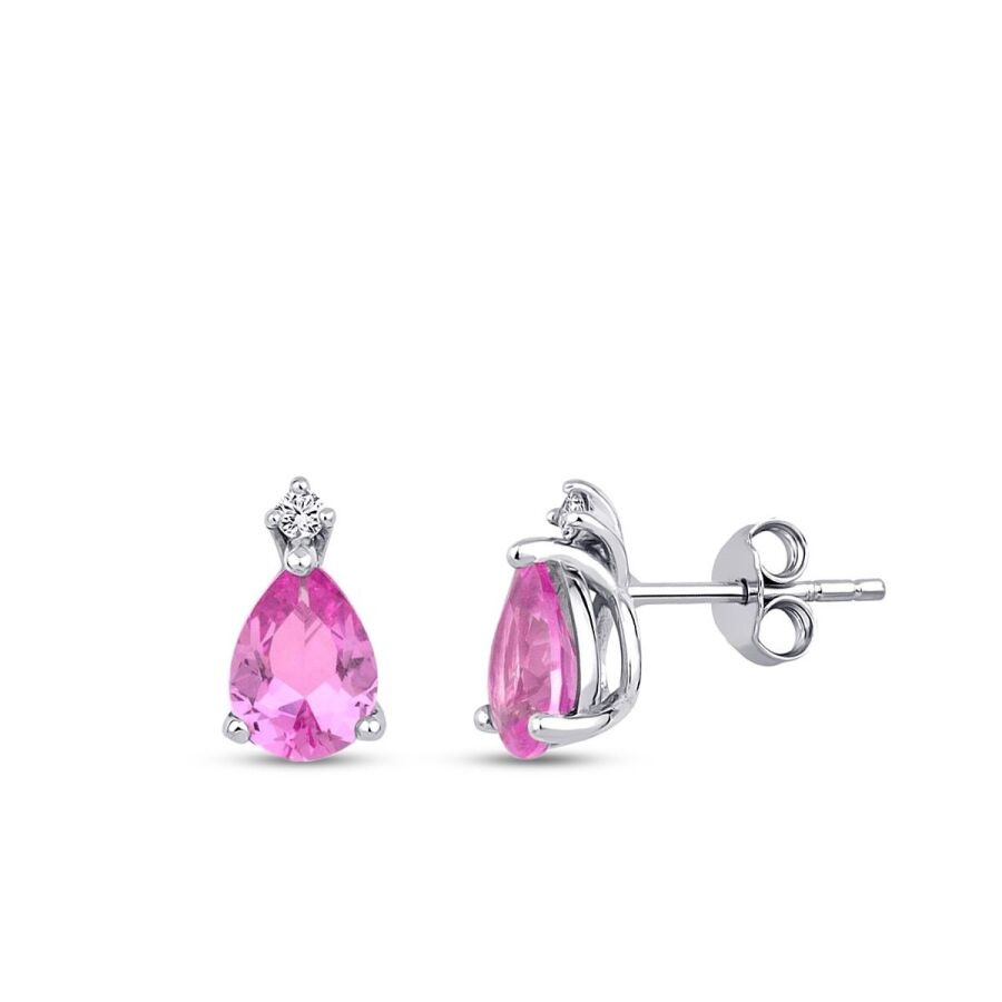 2.72 Carat Diamond Pink Sapphire Earrings