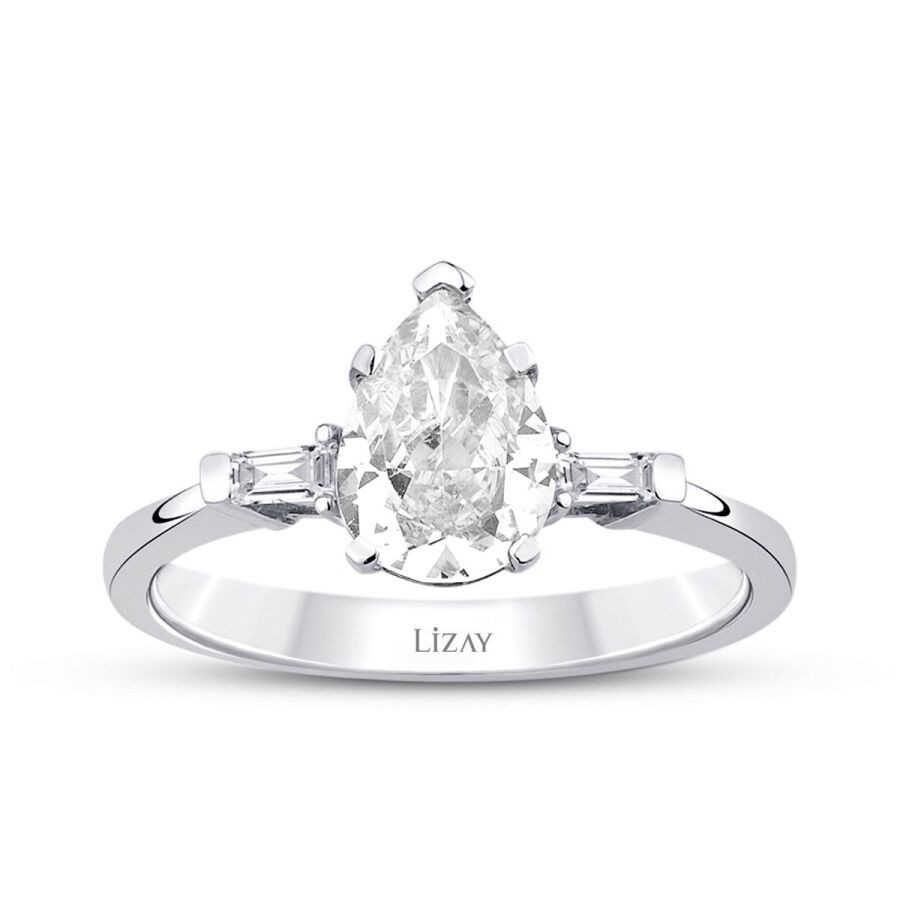 1.49 Carat Diamond White Topaz Drop Ring