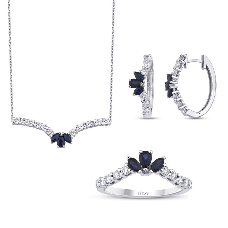 2.83 Carat Diamond Sapphire Set