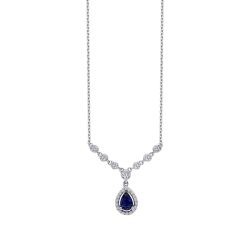 0,67 Karat Diamant Tropfen Saphir Halskette