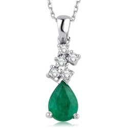 0.74 Carat Diamond Emerald Necklace