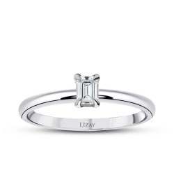 0.30 Carat Diamond Emerald Solitaire Engagement Ring