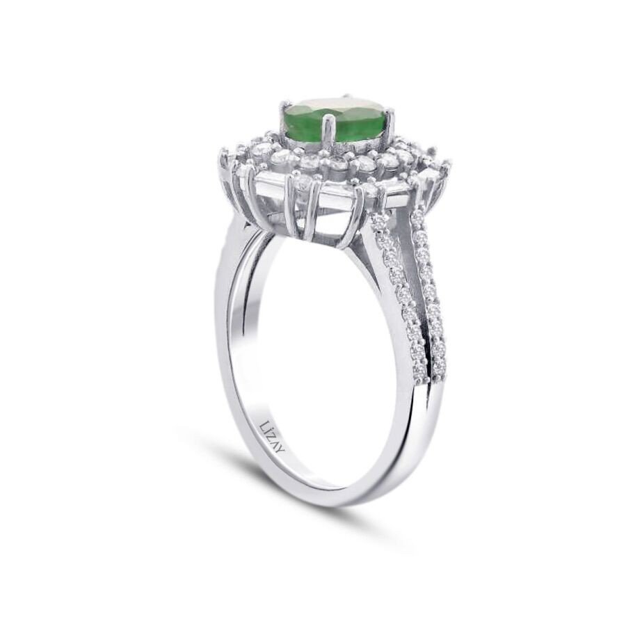 0.84 Carat Diamond Emerald Ring