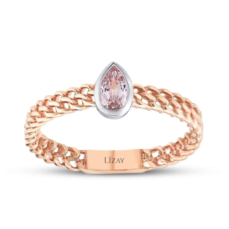 0.18 Carat Morganite Pear Ring