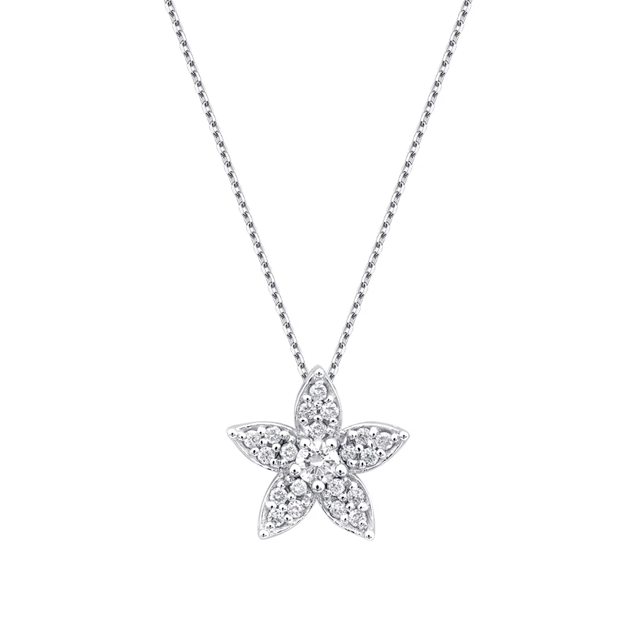 0.16 Carat Diamond Flower Necklace
