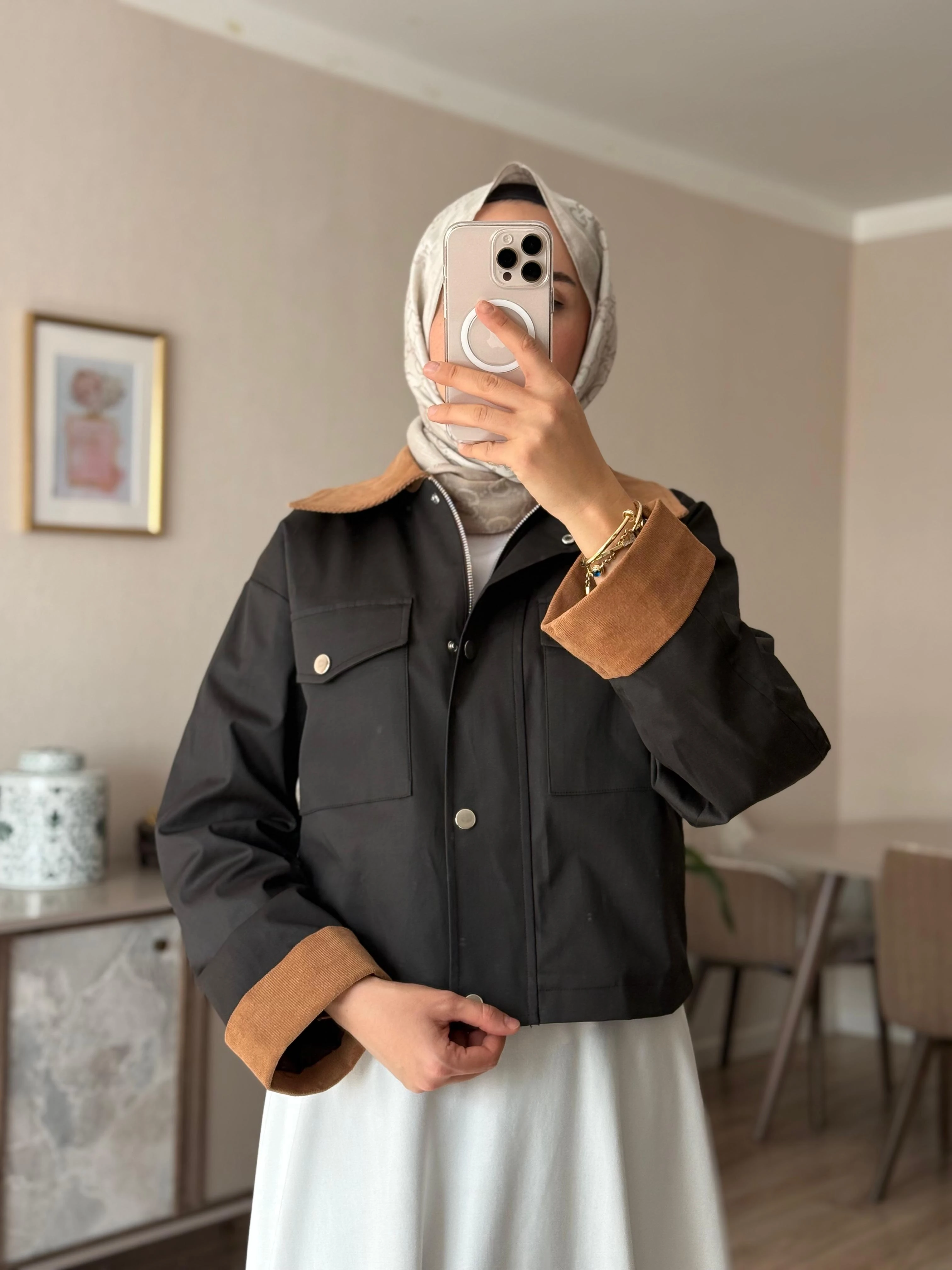 Kaplamalı Kısa Ceket