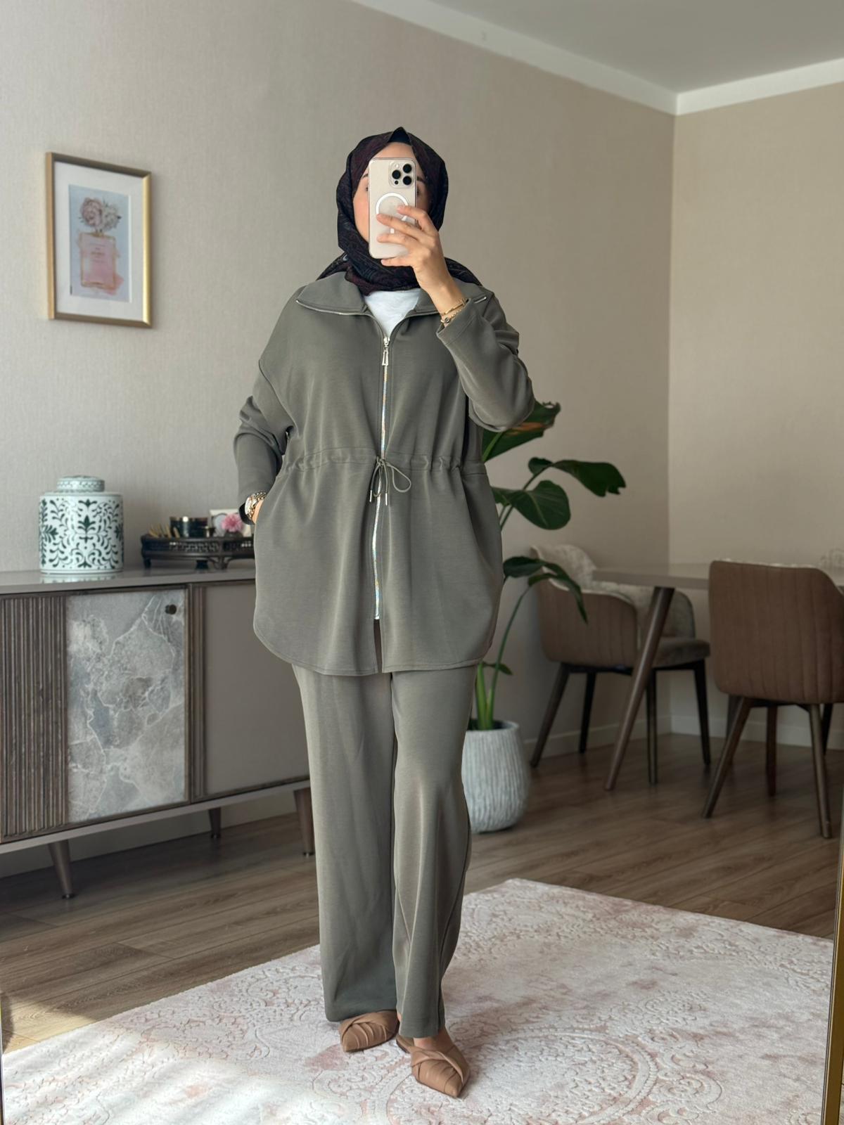 Tensel Dik Yaka Pantolon Takım