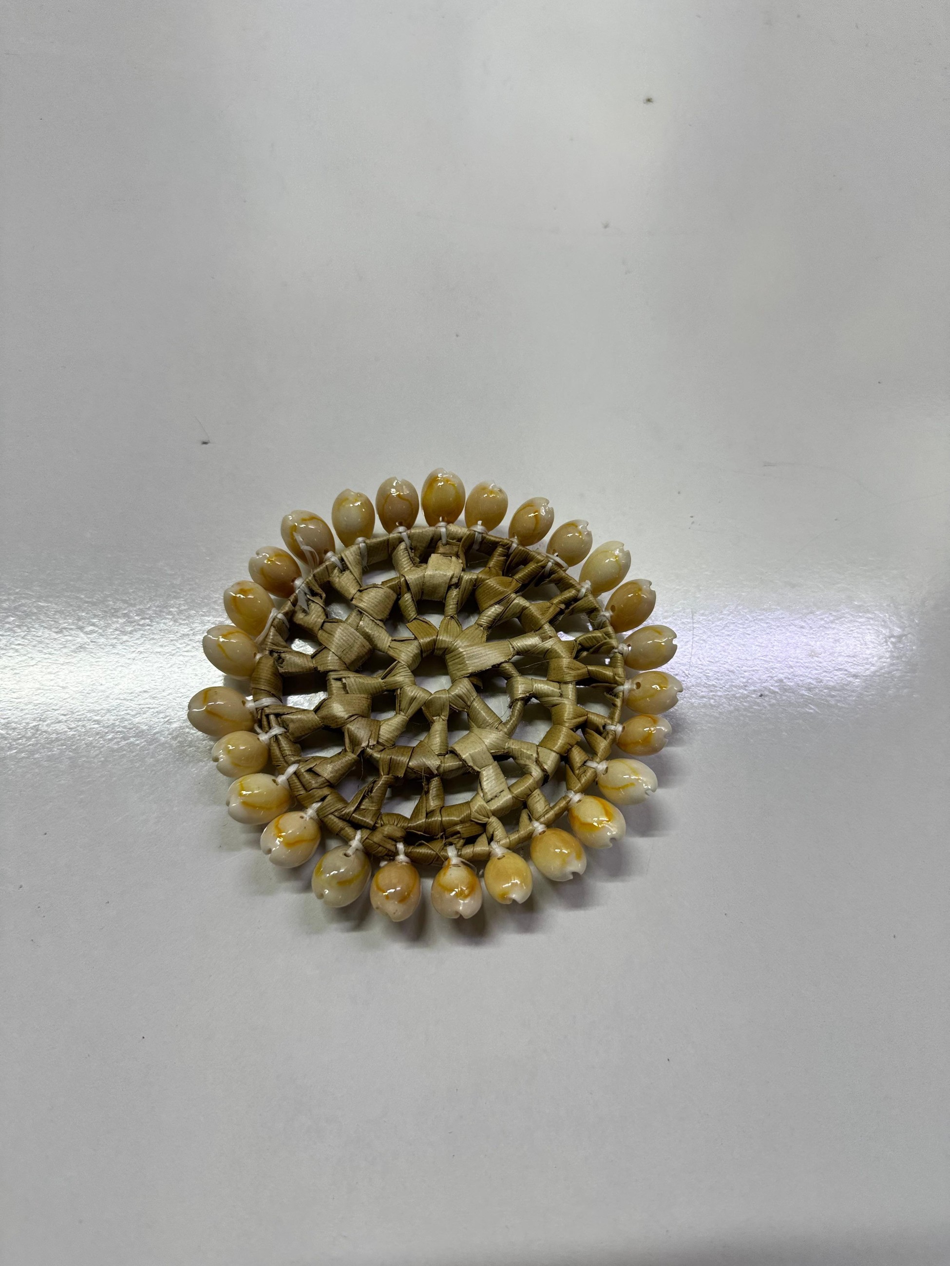 Doğal Deniz Kabuklu Hasır Nihale Dekoratif Bardak Altlığı 10 Cm