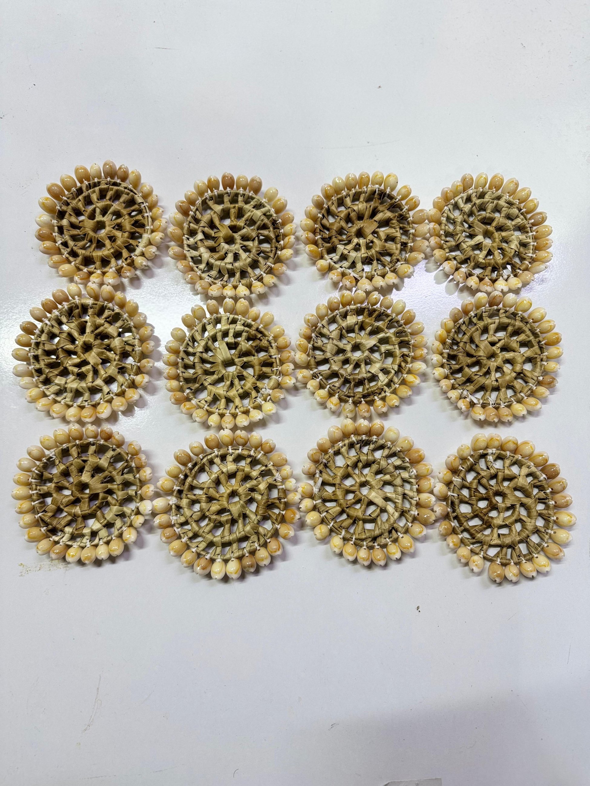 Deniz Kabuklu Hasır Nihale Dekoratif Bardak Altlığı 7,5 Cm