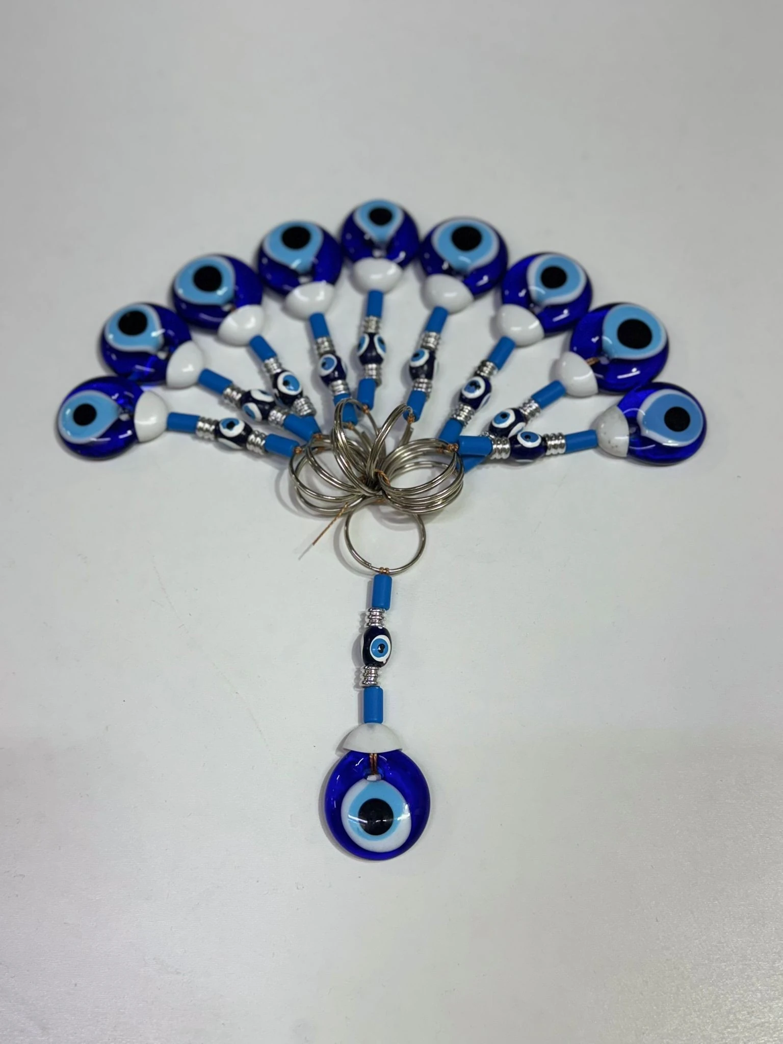 Gerçek Cam Nazar Boncuklu Anahtarlık