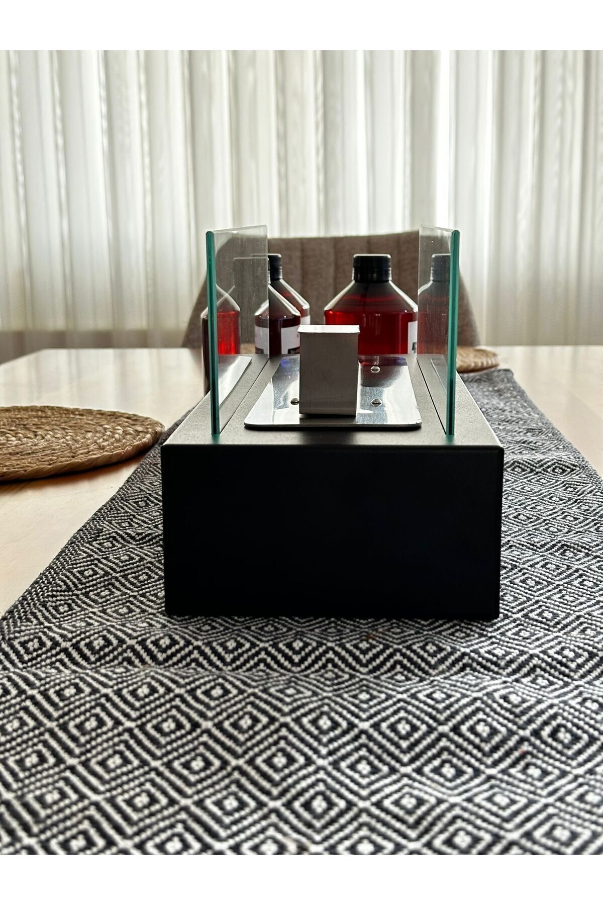 Metal Masa Üstü ( Black ) Şömine/dekor 500ml Bioethanol Şömine Yakıtı Hediyeli