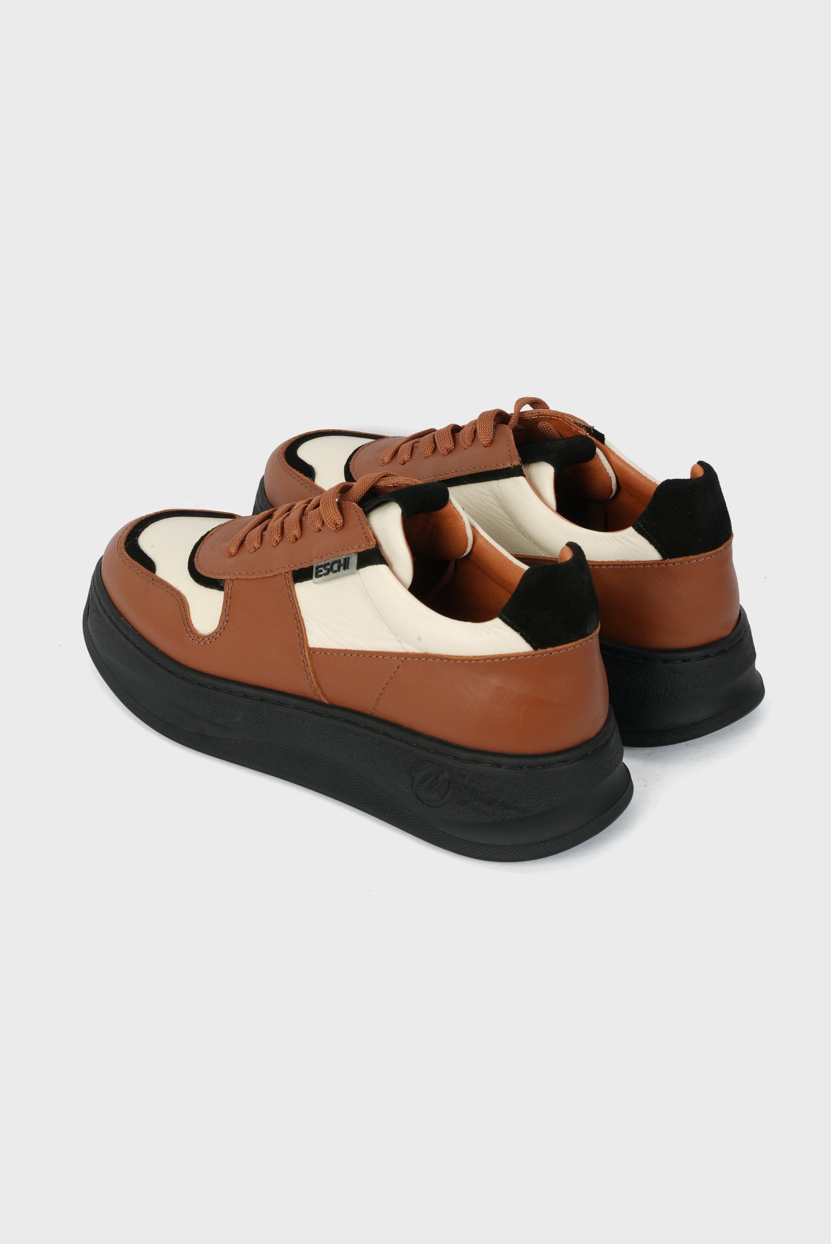Eschi Grace Serisi Kadın Bej Kahverengi Hakiki Deri Sneaker Ayakkabı