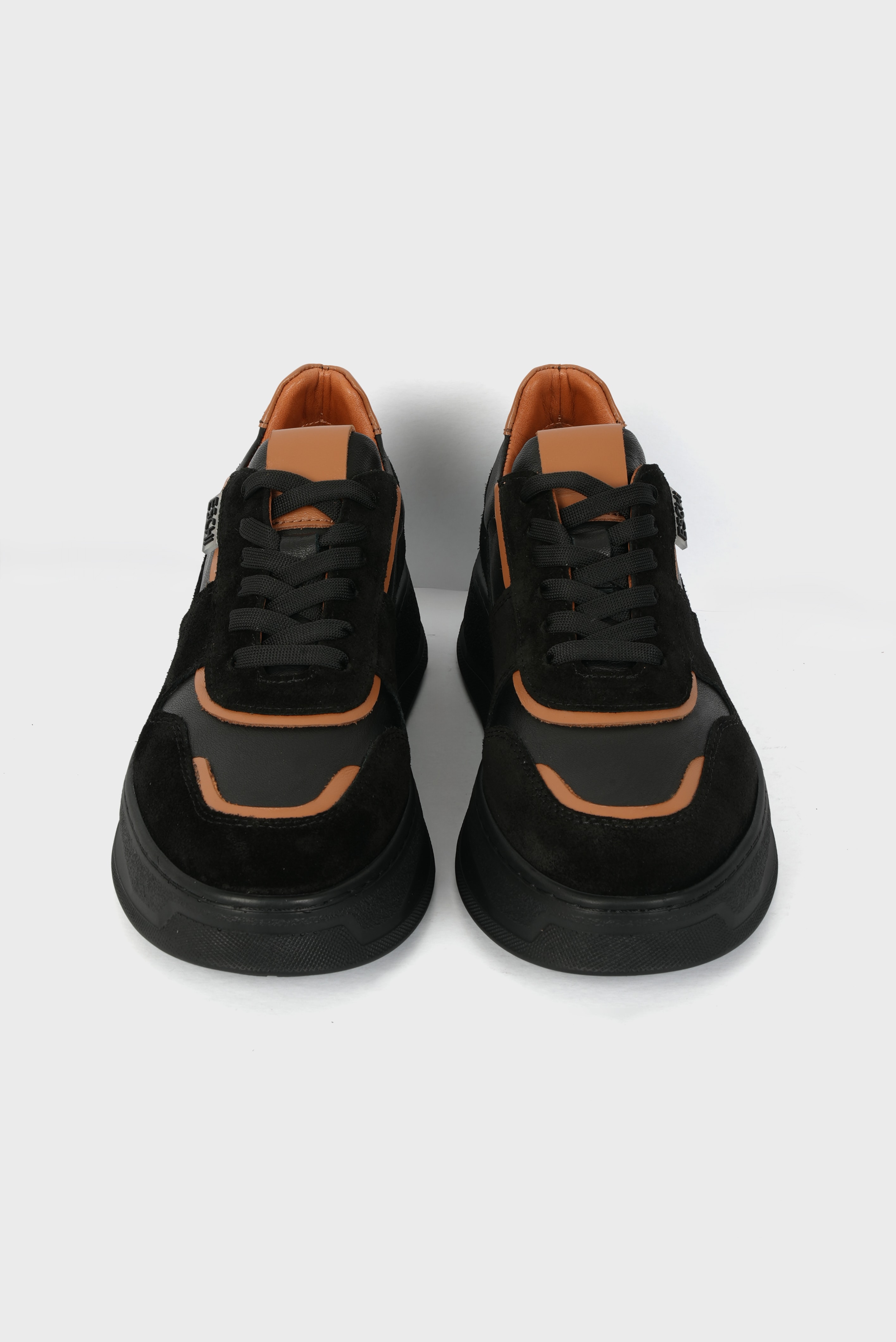 Eschi Grace Serisi Kadın Siyah Turuncu Hakiki Deri Sneaker Ayakkabı