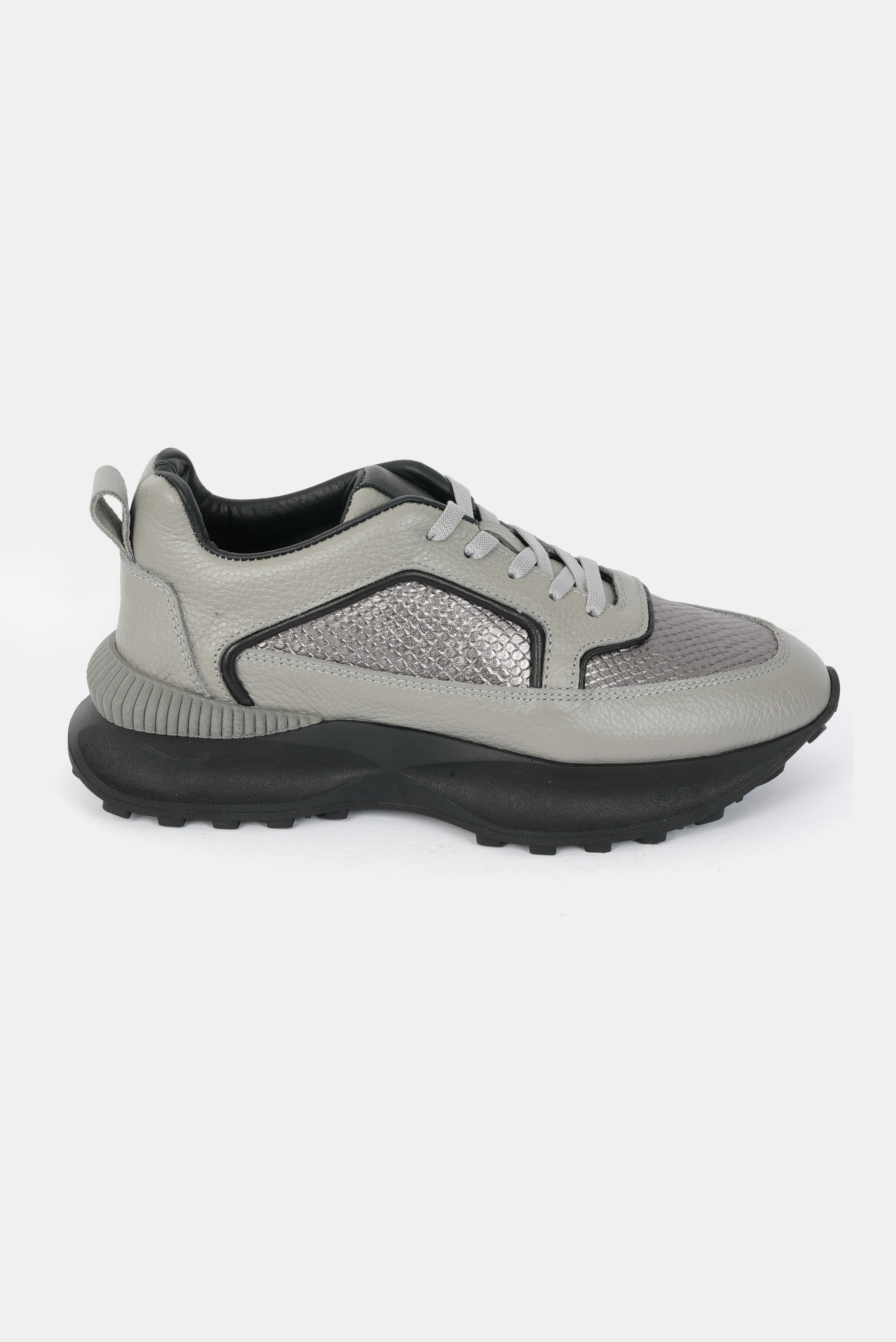 Eschi Sava Serisi Kadın Gri Hakiki Deri Sneaker Ayakkabı