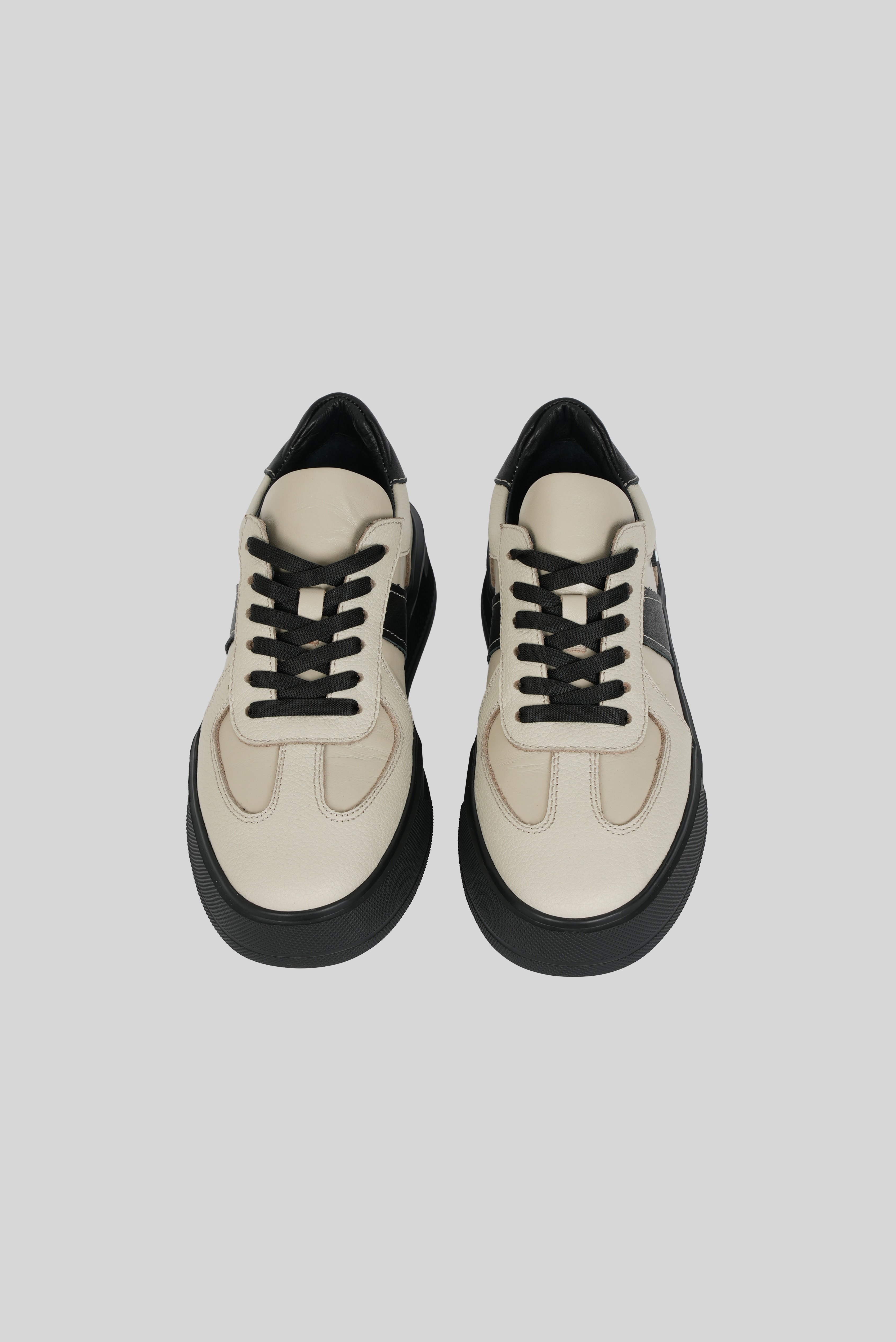 Eschi Luna Serisi Kadın Bej Siyah Hakiki Deri Sneaker Ayakkabı