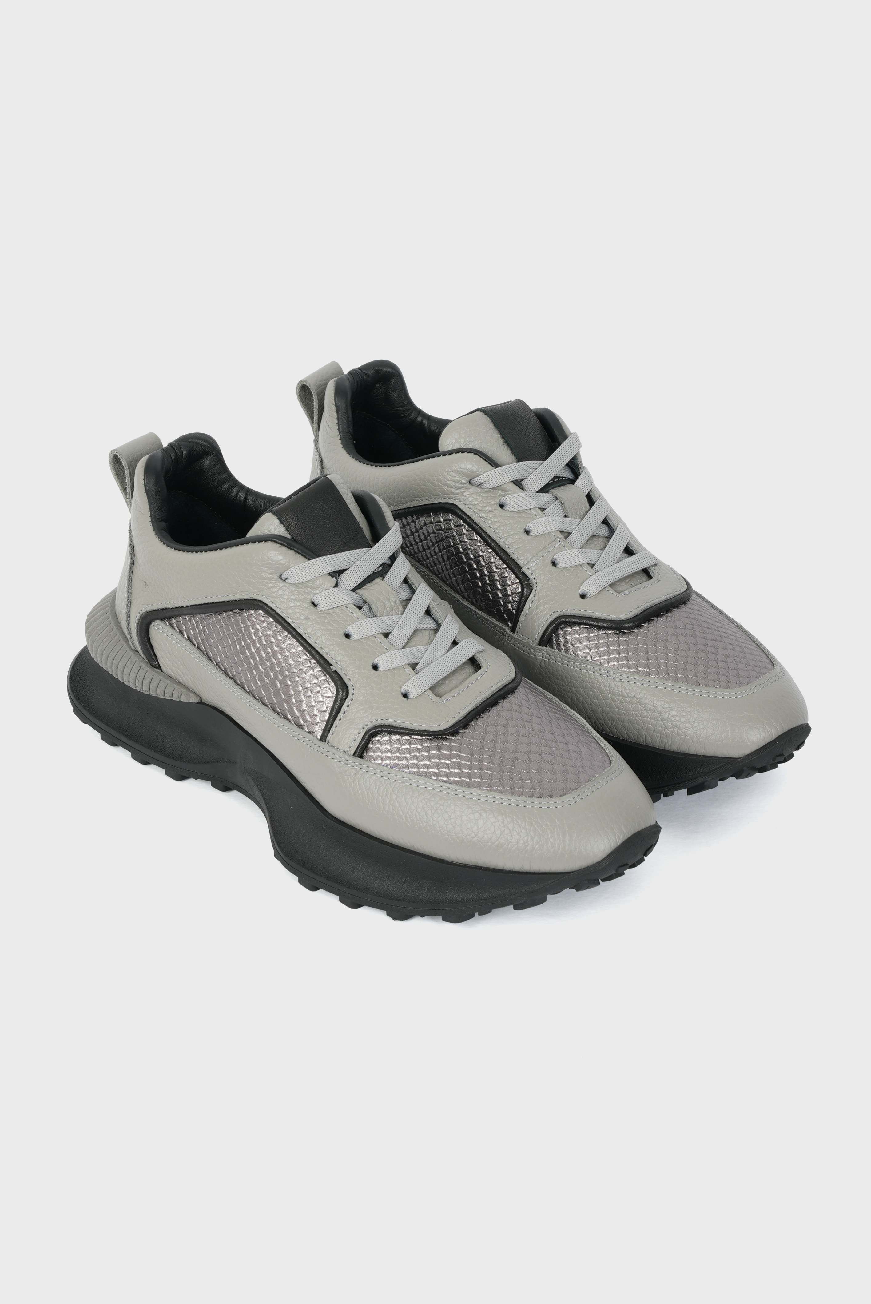 Eschi Sava Serisi Kadın Gri Hakiki Deri Sneaker Ayakkabı