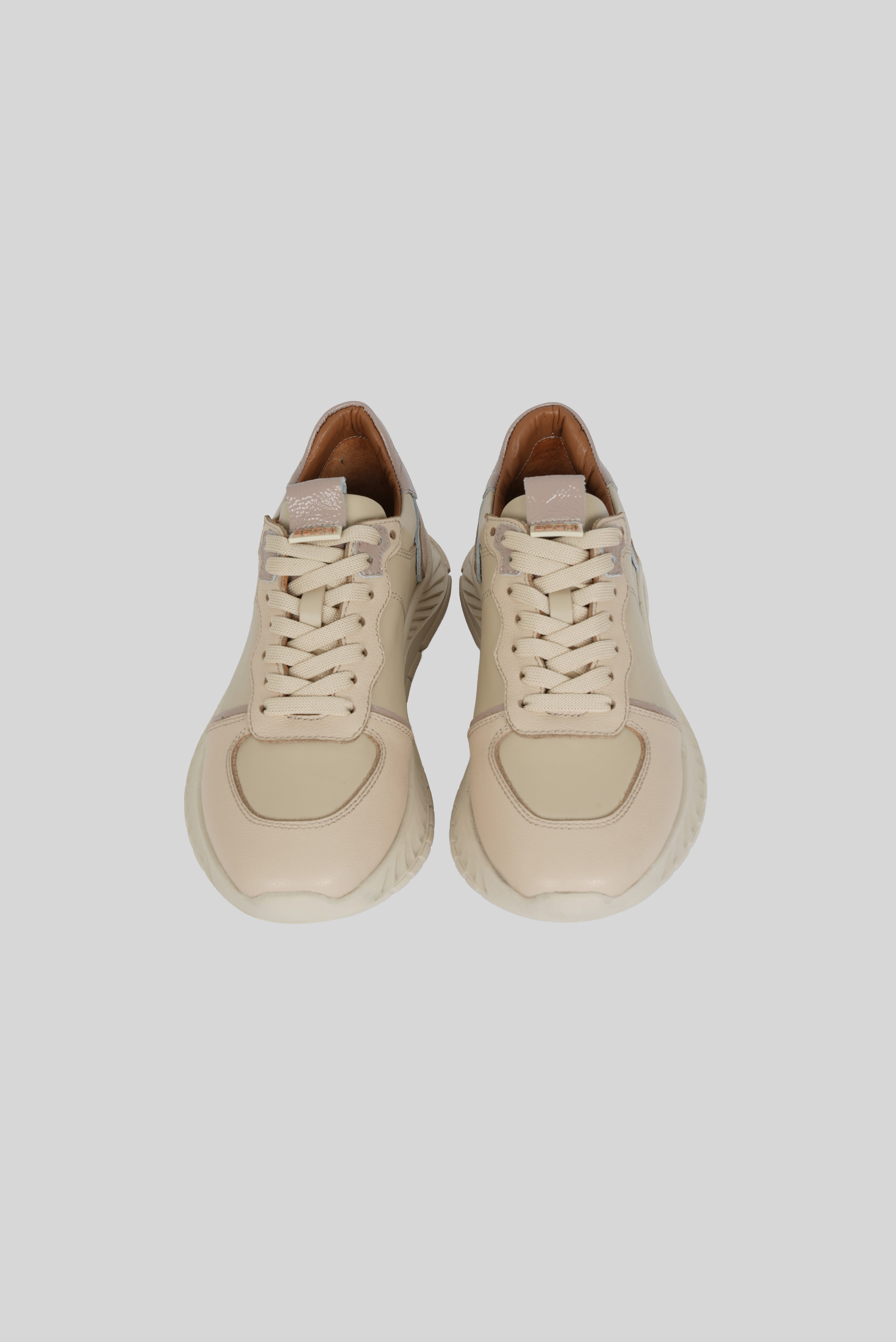 Eschi Aria Serisi Kadın Bej Hakiki Deri Sneaker Ayakkabı