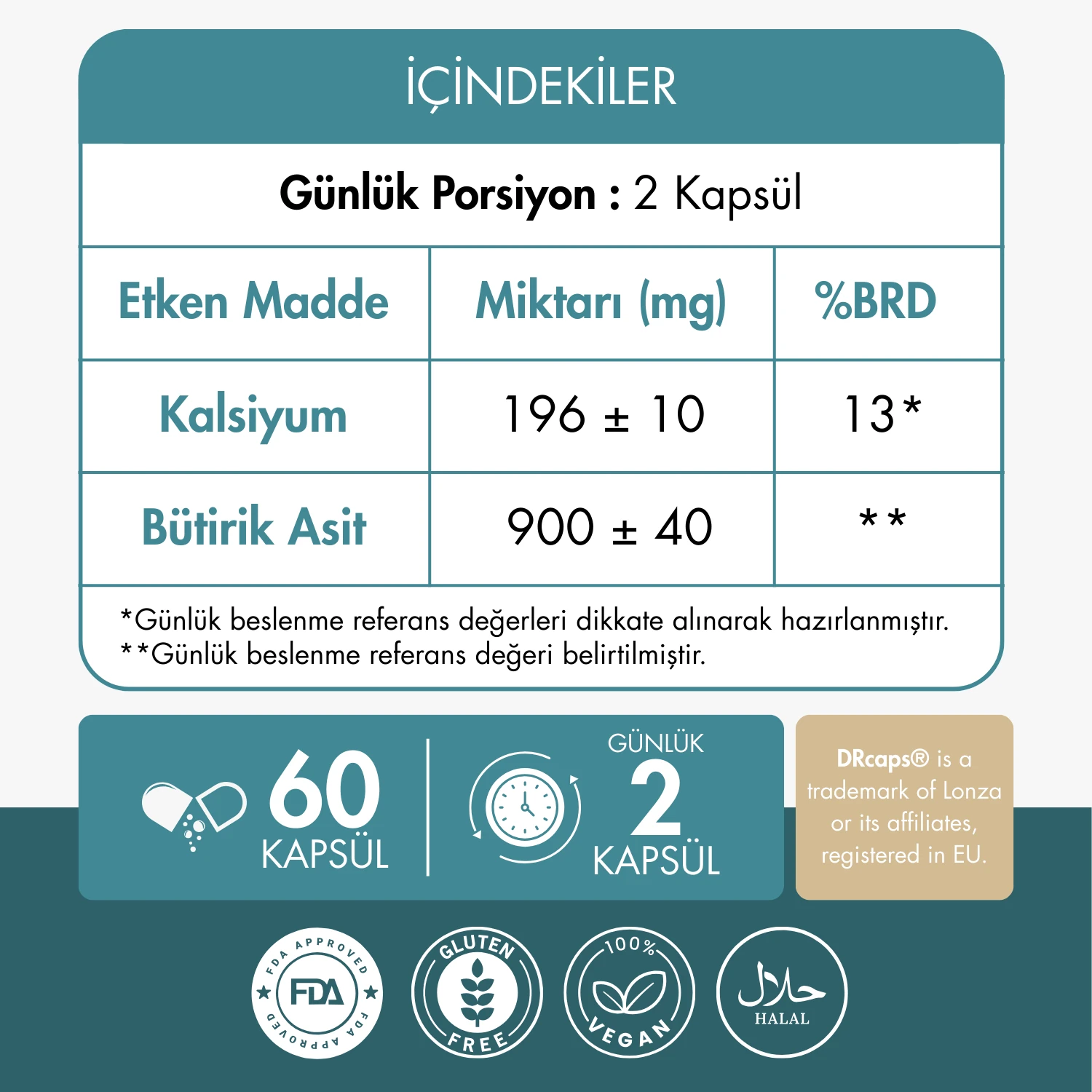 Medera ButyEra® N-Bütirik Asit ve Kalsiyum İçeren Takviye Edici Gıda (Postbiyotik)