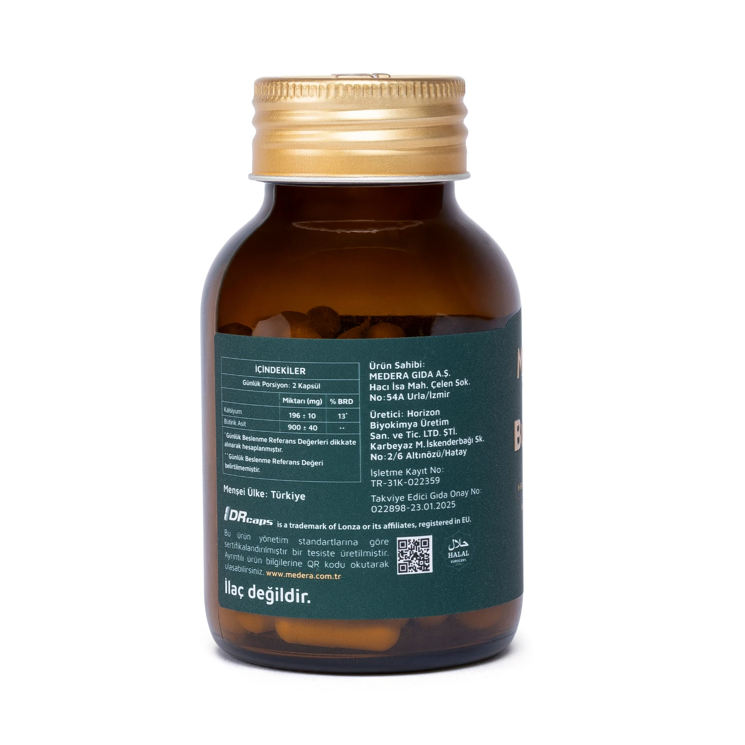 Medera ButyEra® N-Bütirik Asit ve Kalsiyum İçeren Takviye Edici Gıda (Postbiyotik)