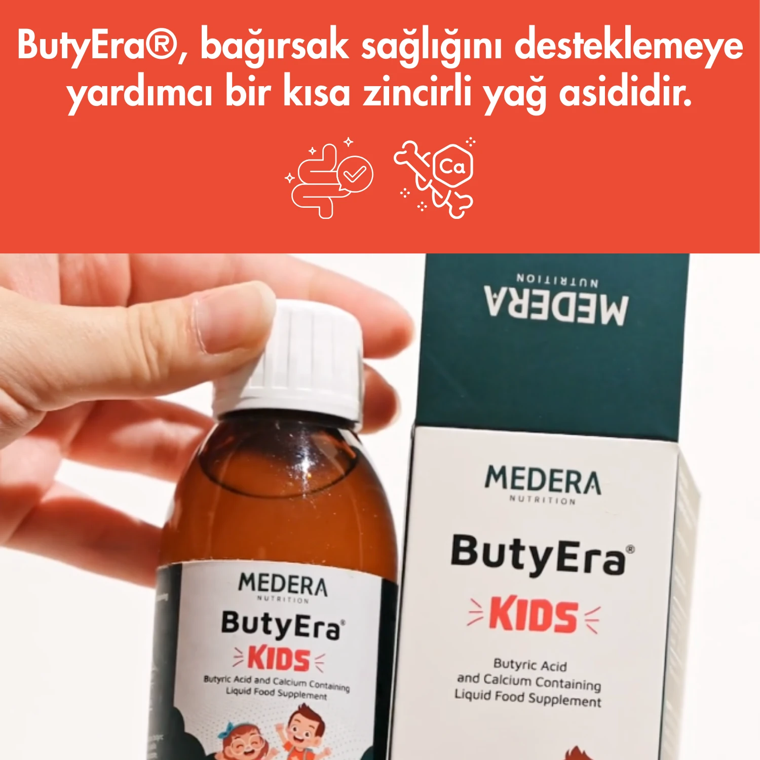 Medera ButyEra® N-Bütirik Asit ve Kalsiyum İçeren Sıvı Takviye Edici Gıda 150 ml
