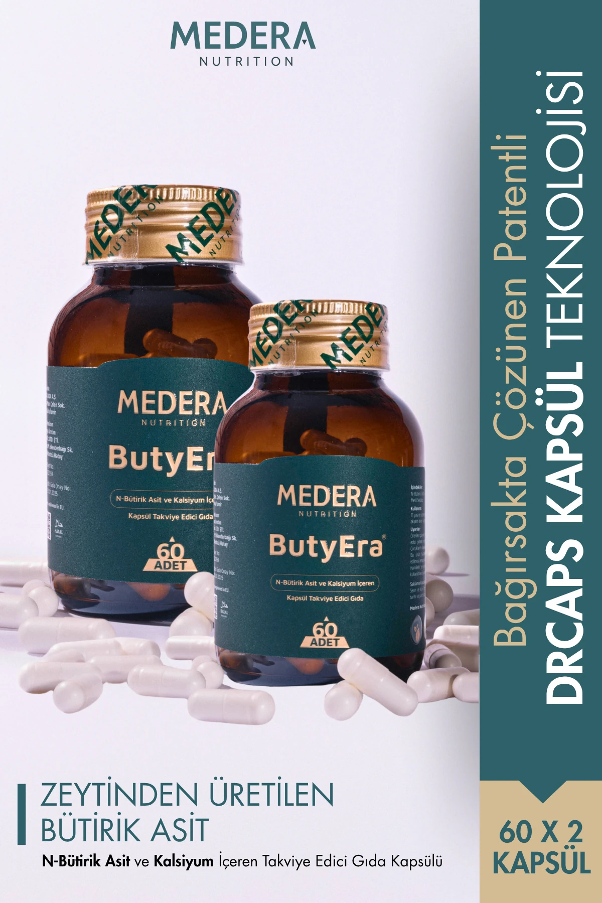 Medera Nutrition 2 Adet N-Bütirik Asit ve Kalsiyum İçeren Takviye Edici Gıda (Postbiyotik)