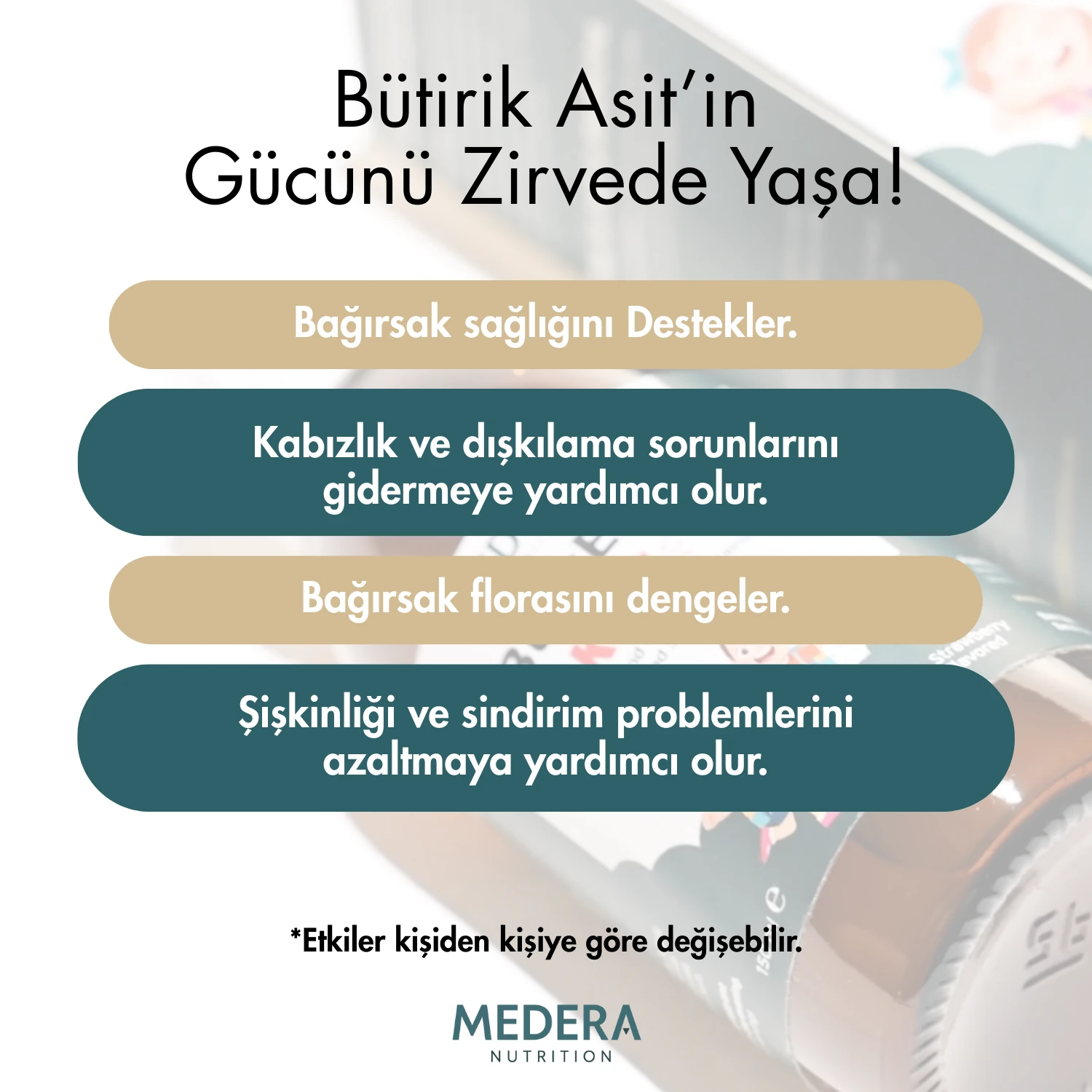 Medera ButyEra® N-Bütirik Asit ve Kalsiyum İçeren Takviye Edici Gıda (Postbiyotik)