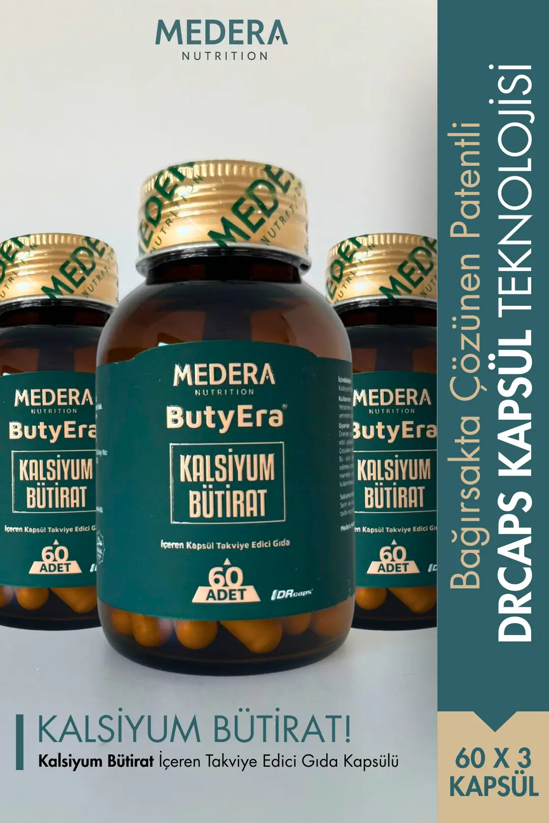Medera Nutrition 3 Adet N-Bütirik Asit ve Kalsiyum İçeren Takviye Edic