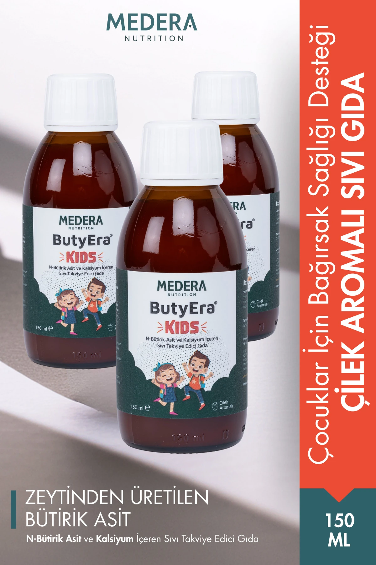 Medera Kids 3 Adet N - Bütirik Asit ve Kalsiyum içeren Sıvı Takviye Edici Gıda ( Postbiyotik )