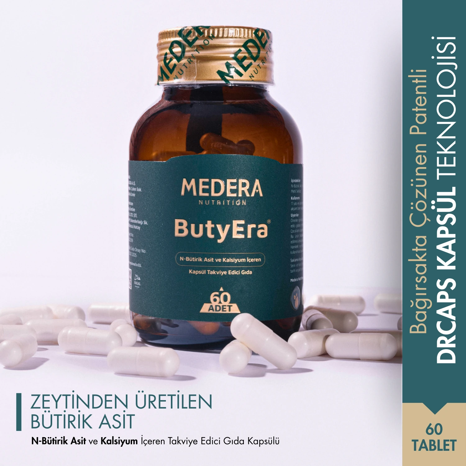 Medera ButyEra® N-Bütirik Asit ve Kalsiyum İçeren Takviye Edici Gıda (Postbiyotik)