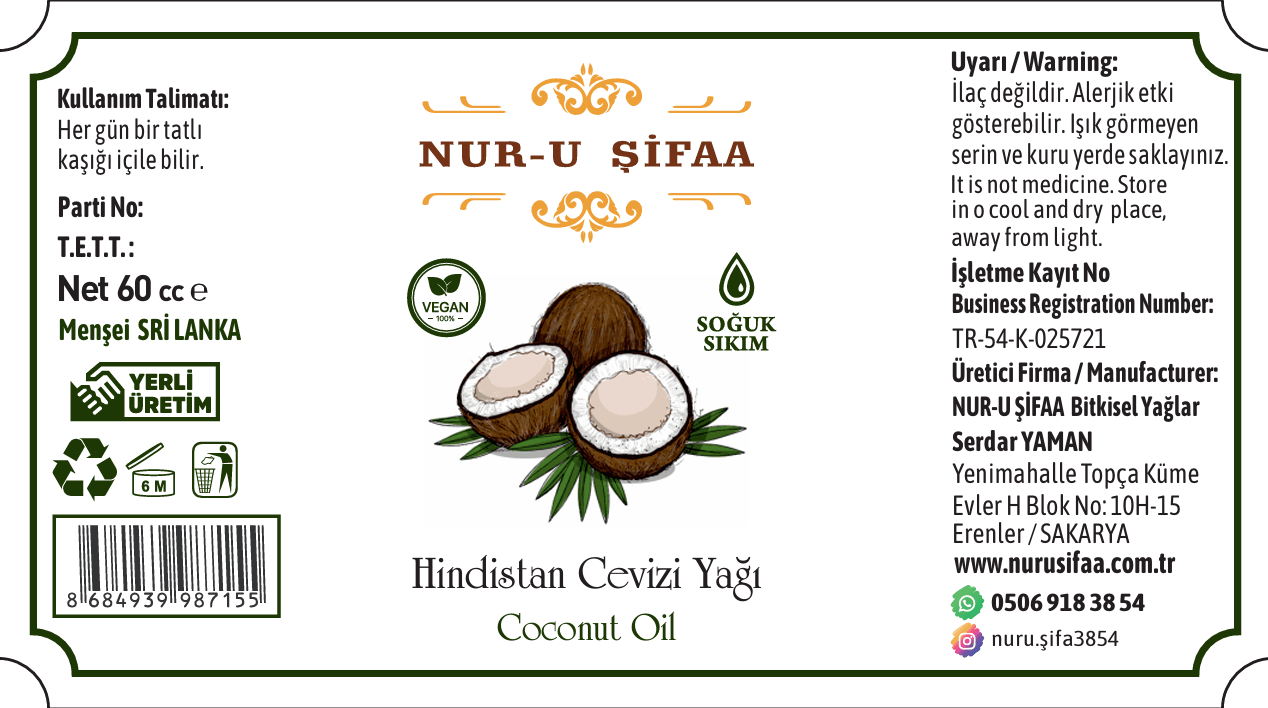 HİNDİSTAN CEVİZİ YAĞI