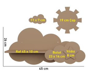 Boyanabilir Ahşap Bulut ve Güneş