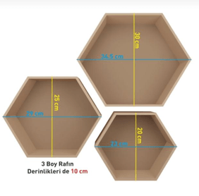 Boyanabilir Ahşap Altıgen 3'lü Kutu