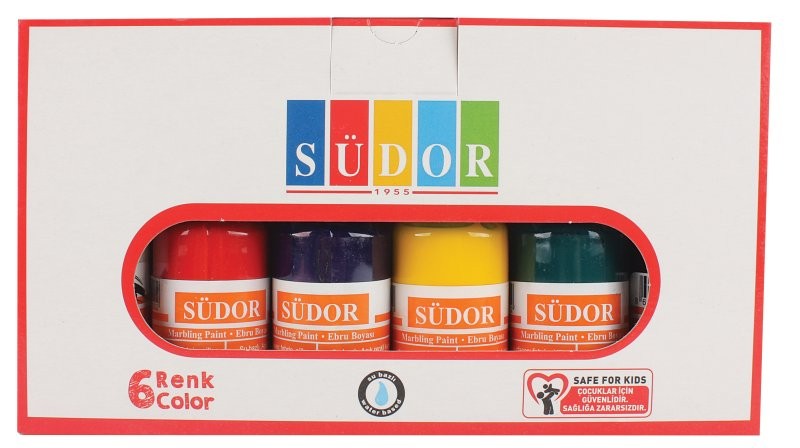 Südor Ebru Boyası Set 6x25 ml Damlalıklı