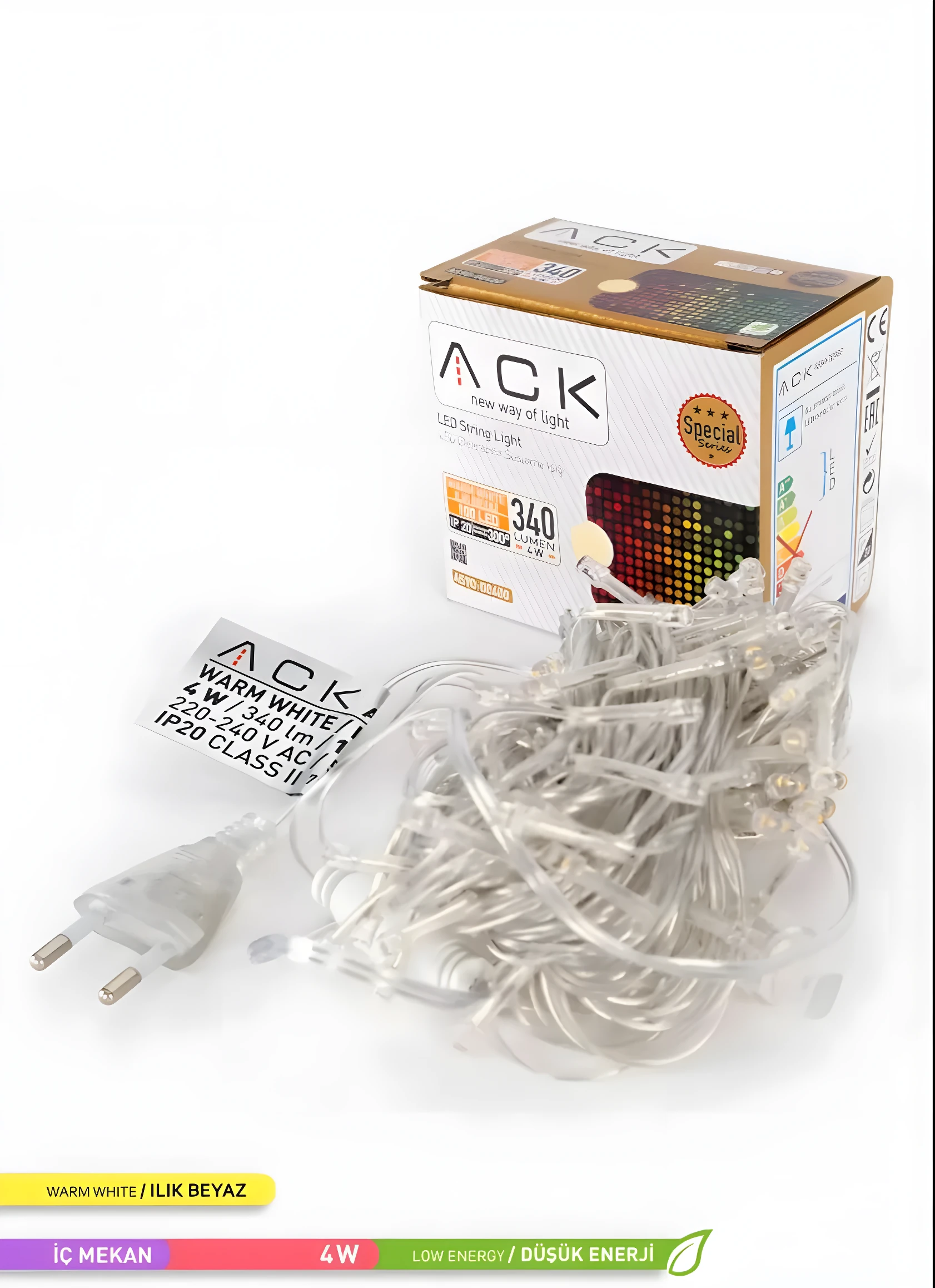 AS90-00400 10 MT 100 LÜ EKLENEBİLİR LED IŞIK 3000K