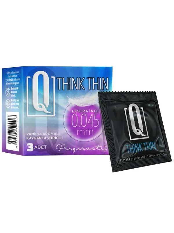 Q THINK THIN Extra İnce Vanilya Aromalı Prezervatif 3'lü Paket