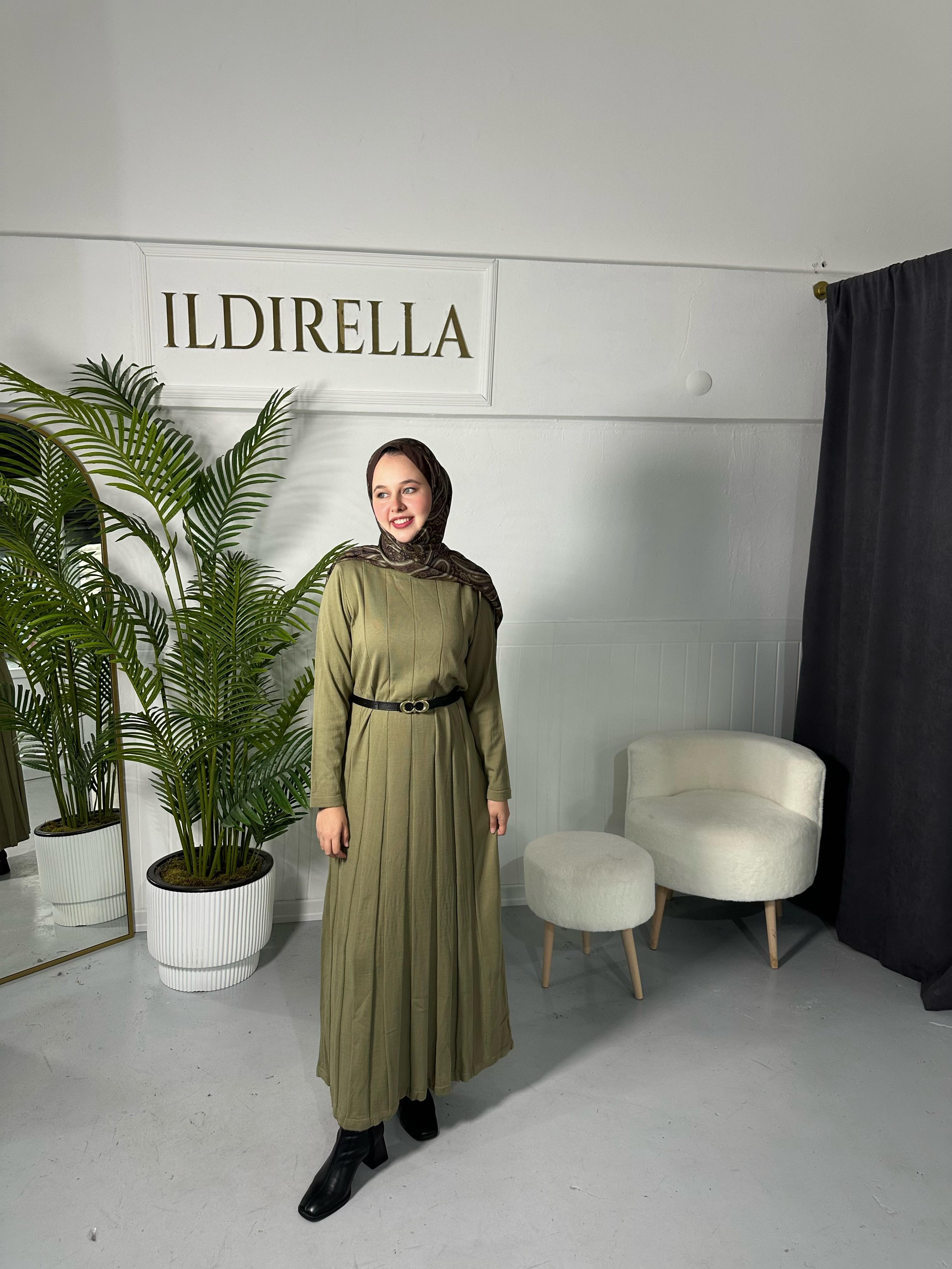 Verda Triko Elbise - Yeşil