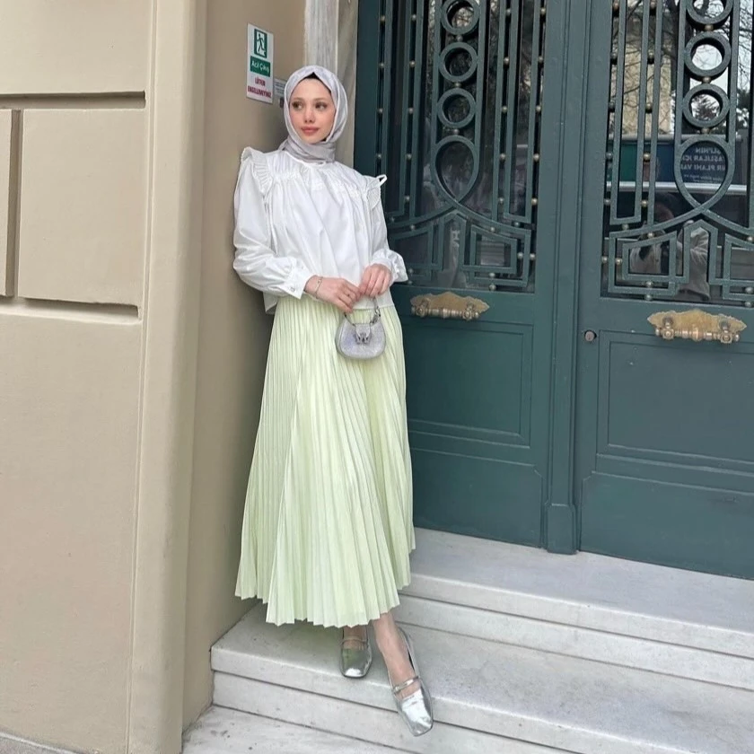 Henza Marka Su Yeşili Piliseli Etek