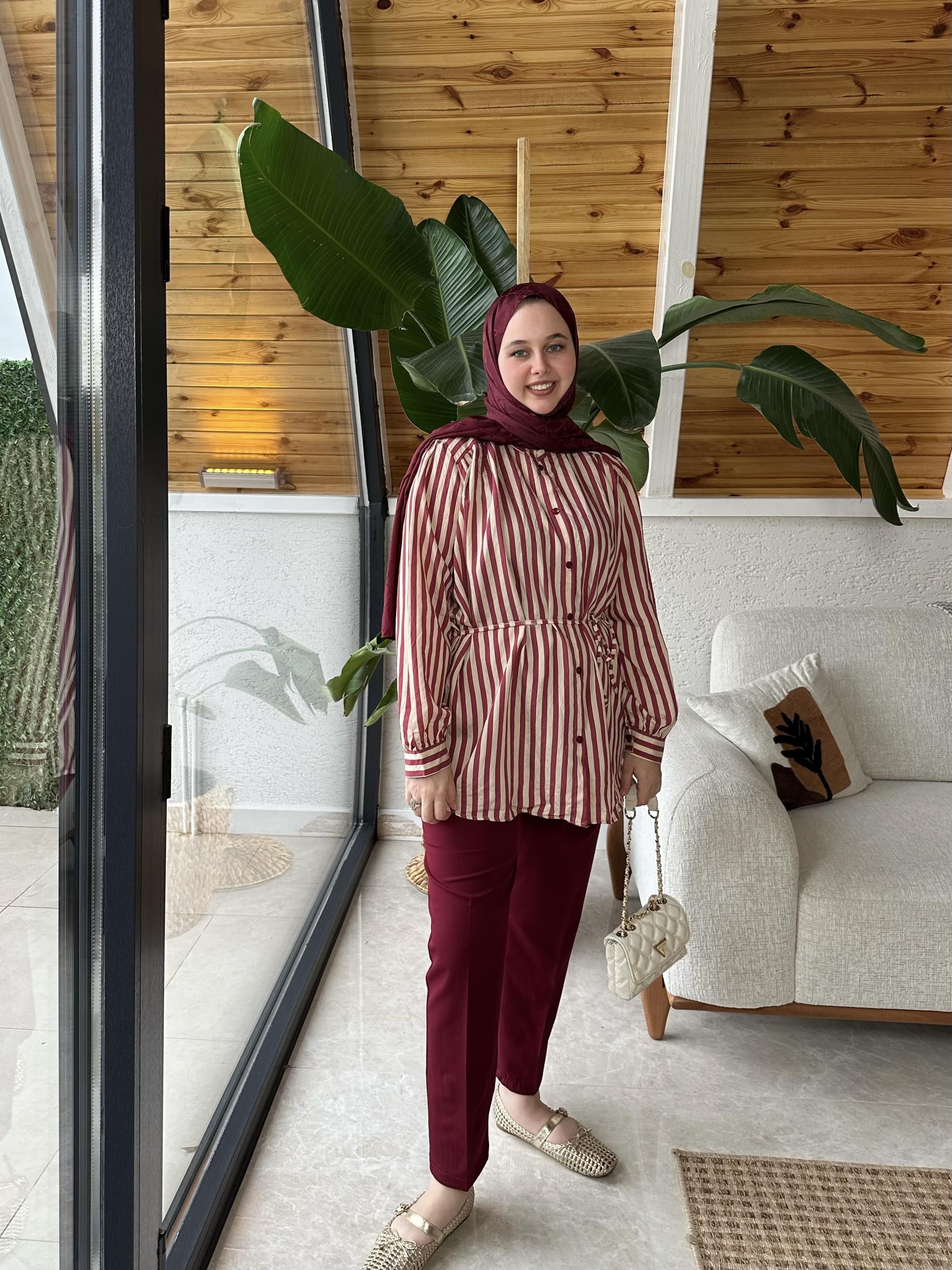 Krep Kumaş Pantolon - Bordo