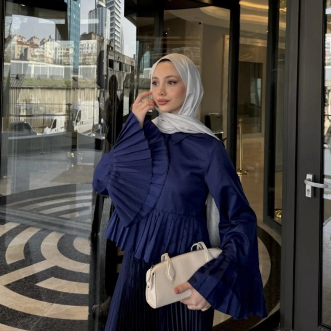 Saura Pliseli Gömlek - Lacivert