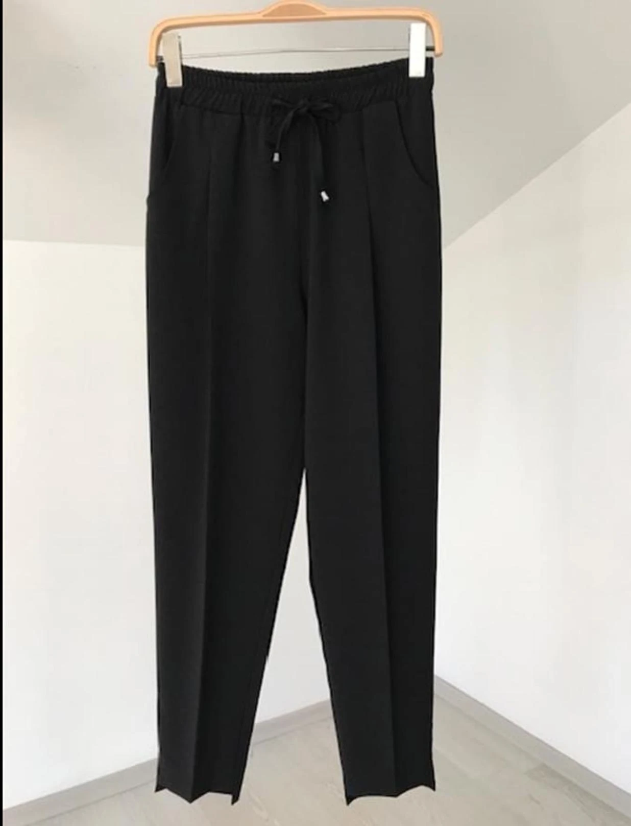 Krep Kumaş Pantolon - Siyah