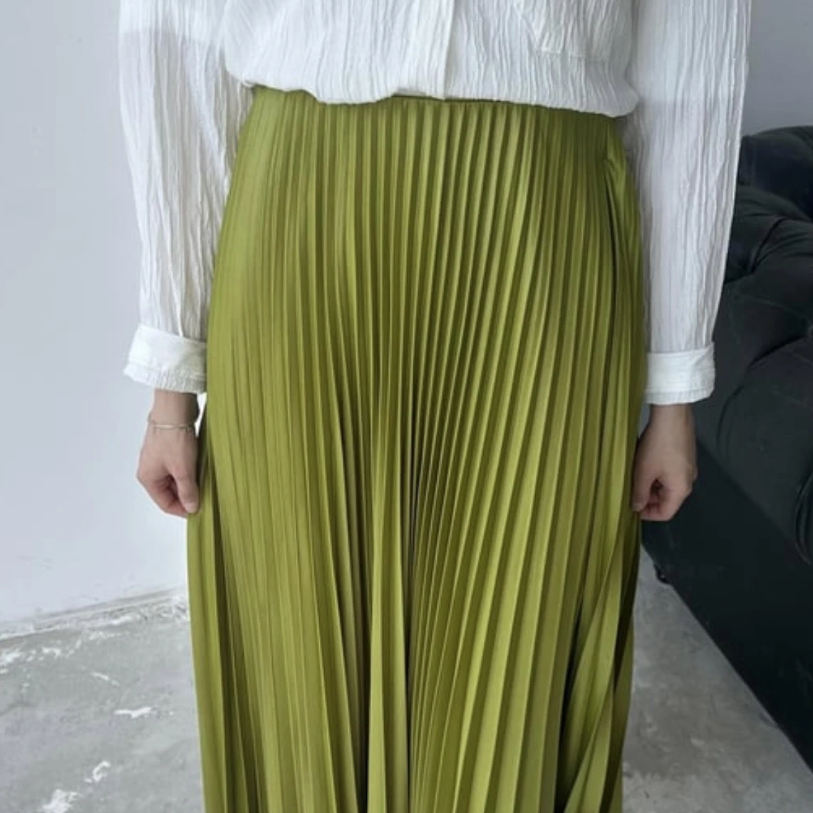 Henza Marka Sık Piliseli Etek Fıstık Yeşili