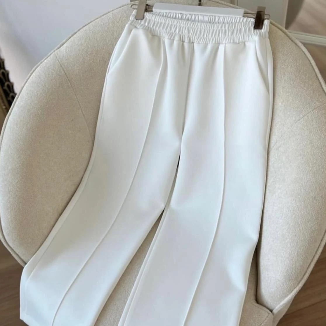 Çimalı Pantolon - Beyaz