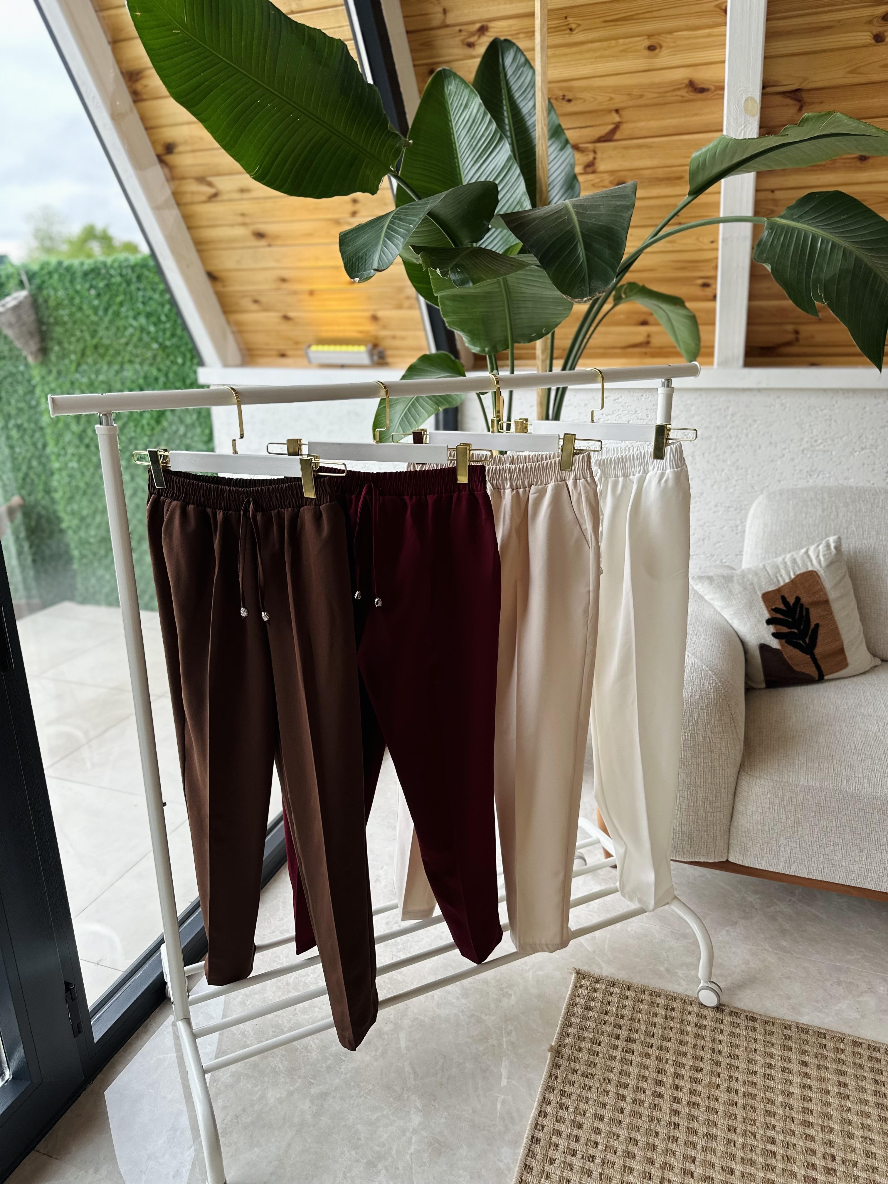 Krep Kumaş Pantolon - Bordo