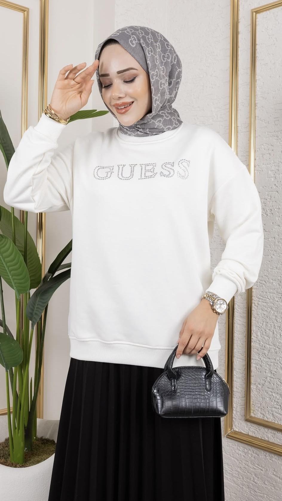 Beyoğlu Taşlı Sweat - Beyaz