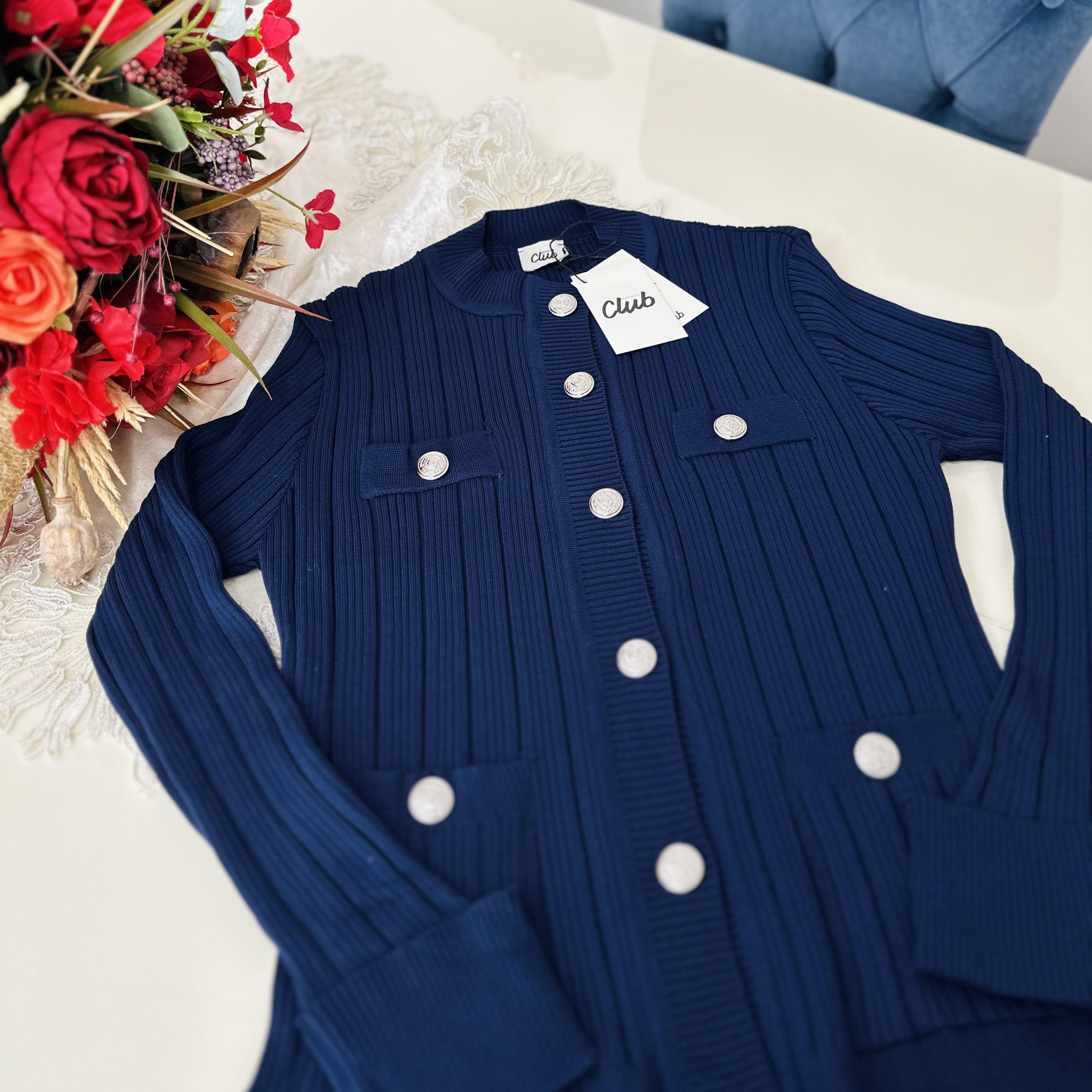 Merserize Premium Hırka Lacivert