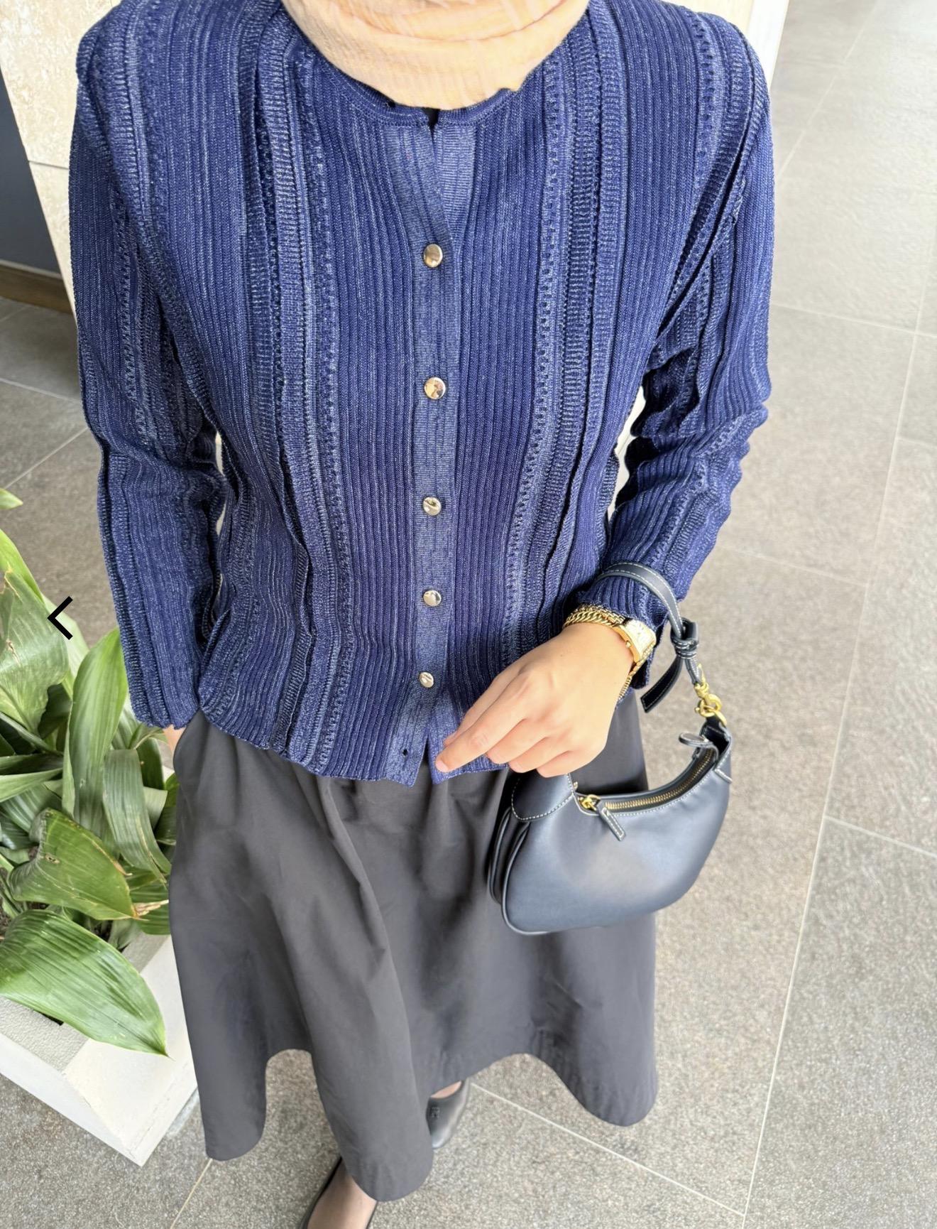 Hoops Simli Merserize Hırka - Lacivert