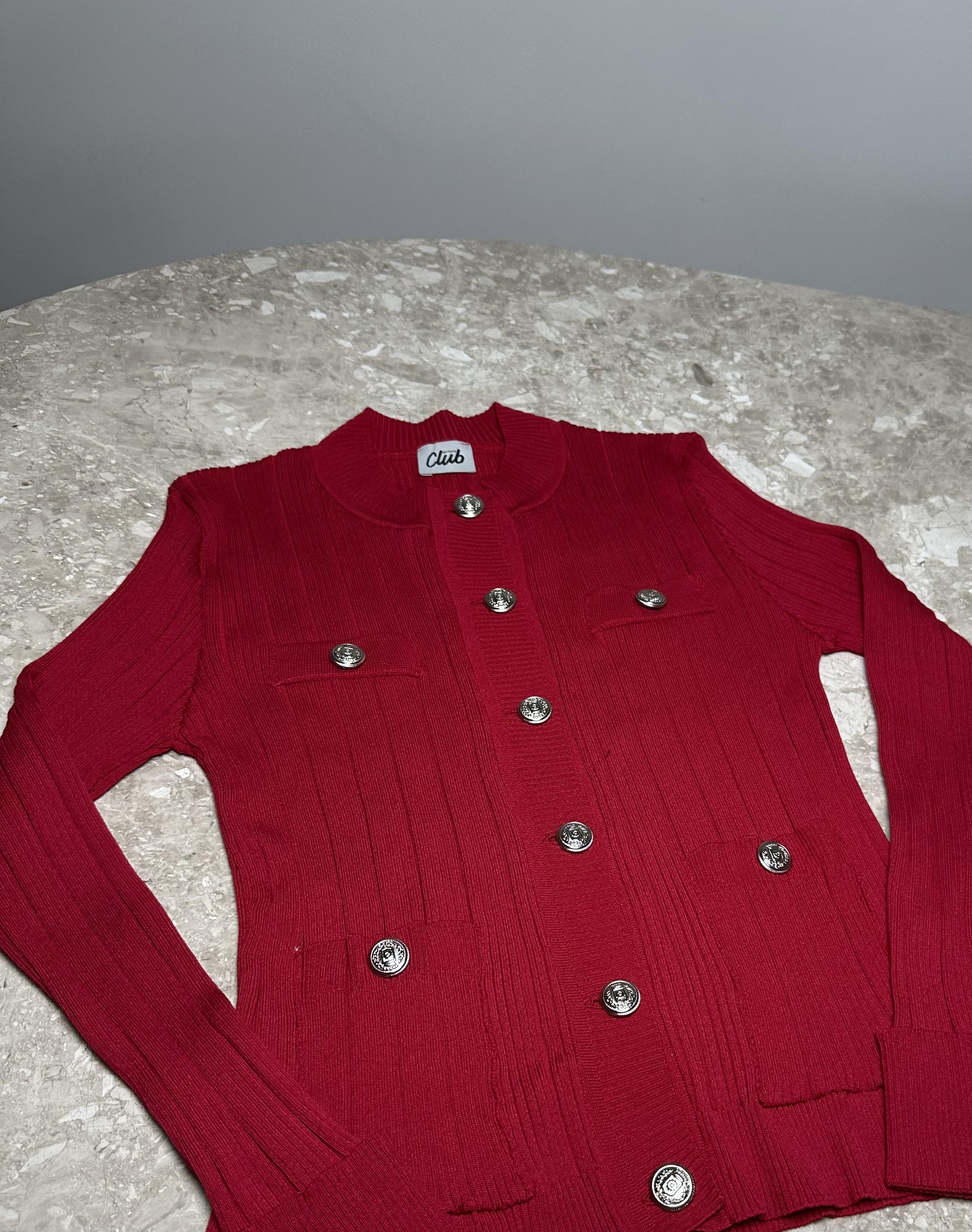 Merserize Premium Hırka - Kırmızı