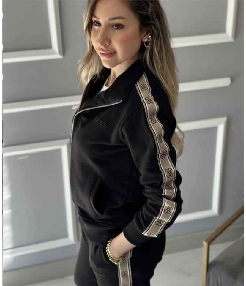 Şeritli Premium Hırka - Siyah 